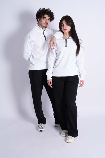 PULL HALF ZIP BLANC